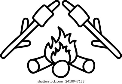 Incendio óseo en el concepto de cámping, Grilling at Picnic vector icon design, Camping y símbolo al aire libre, letrero de equipos deportivos extremos, Mochila y elementos de viaje de aventura ilustración stock