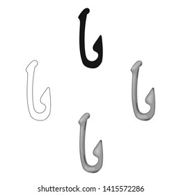 Bone fish hook icon in cartoon,black style isolated on white background. Stone age symbol stock vector illustration.
