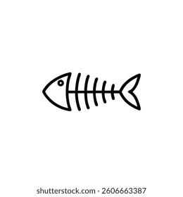 Bone fish icon. Fishbone skeleton flat icon. Fishbone skeleton line art vector icon