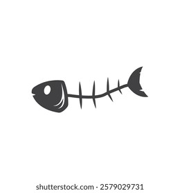 Bone fish icon flat design