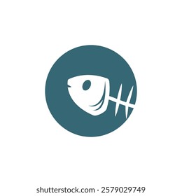 Bone fish icon flat design