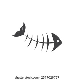 Bone fish icon flat design
