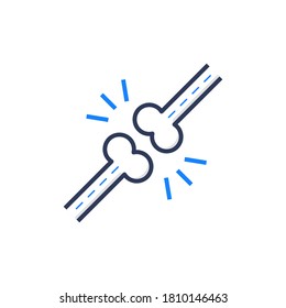 bone, flat blue outline icon 