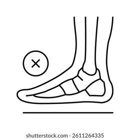 bone flat feet line icon vector. bone flat feet sign. isolated contour symbol black illustration