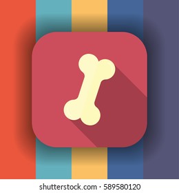 bone flat icon with long shadow, vector illustration