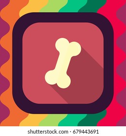 bone flat icon with long shadow, vector illustration
