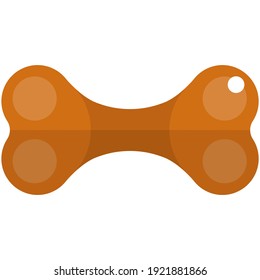 Bone flat vector icon. Doggy pet domestic animal healthy cookie treat or chew rubber toy symbol isolated on white background