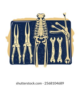 Bone forceps illustration in vintage style