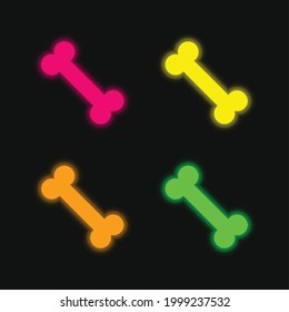 Bone four color glowing neon vector icon