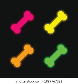 Bone four color glowing neon vector icon