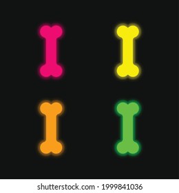 Bone four color glowing neon vector icon