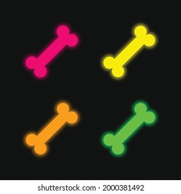Bone four color glowing neon vector icon