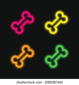 Icono del vector neonato brillante de cuatro colores óseo
