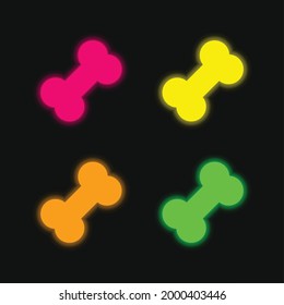 Bone four color glowing neon vector icon
