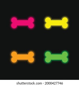 Bone four color glowing neon vector icon
