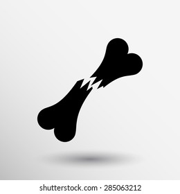 bone fracture flat icon caution nuclear power radiation sign symbol.
