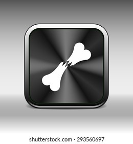 bone fracture flat icon caution nuclear power radiation sign symbol.