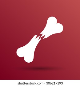 bone fracture flat icon caution nuclear power radiation sign symbol.