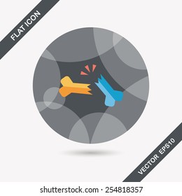bone fracture flat icon with long shadow