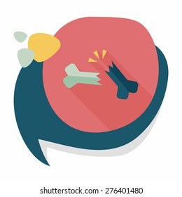 bone fracture flat icon with long shadow