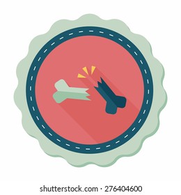 bone fracture flat icon with long shadow