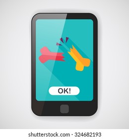 bone fracture flat icon with long shadow