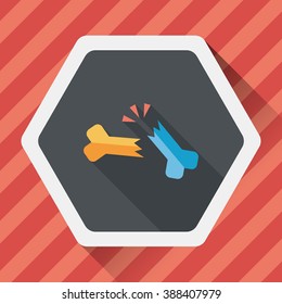bone fracture flat icon with long shadow