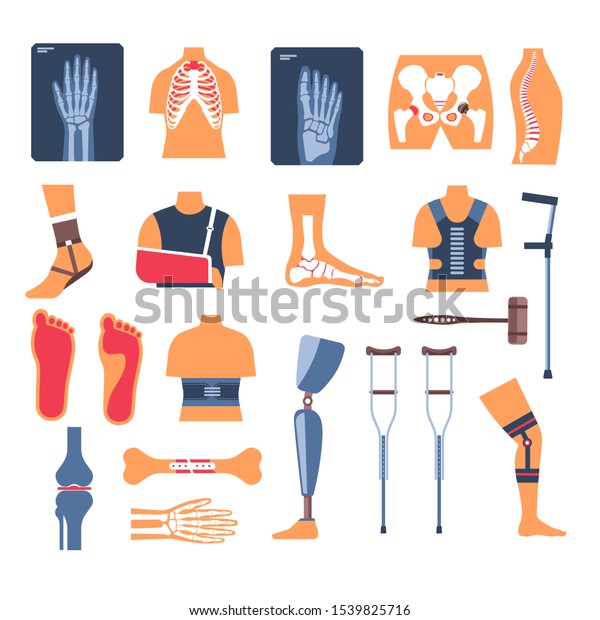 Bone Fracture Injury Crutches Xray Rehabilitation Stock Vector (Royalty ...