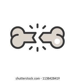 bone fracture, simple filled outline icon