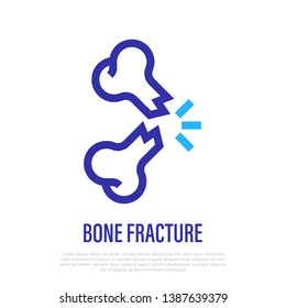 Bone Fracture Thin Line Icon. Vector Illustration Of Body Trauma.