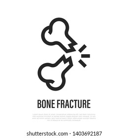 Bone Fracture Thin Line Icon. Vector Illustration Of Body Trauma.