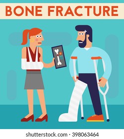 Bone fracture vector character cartoon illustration