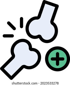 bone fracture vector line colour icon