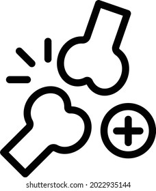 icono de línea delgada del vector de fractura ósea