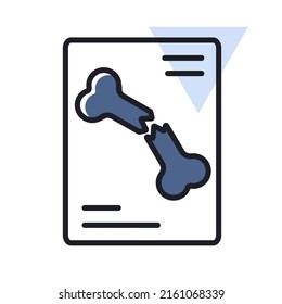 Bone fracture X-ray scan isolated vector icon. Medicine and healthcare, medical support sign. Graph symbol for medical web site and apps design, logo, app, UI