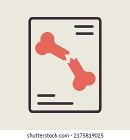Bone fracture X-ray scan vector icon. Medicine and healthcare, medical support sign. Graph symbol for medical web site and apps design, logo, app, UI
