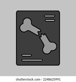 Bone fracture X-ray scan vector grayscale icon. Medicine and healthcare, medical support sign. Graph symbol for medical web site and apps design, logo, app, UI