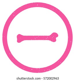Bone grainy textured icon inside circle for overlay watermark stamps. Flat symbol with dirty texture. Circled dotted vector pink ink rubber seal stamp with grunge design on a white background.
