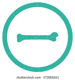 Bone grainy textured icon inside circle for overlay watermark stamps. Flat symbol with scratched texture. Circled dotted vector cyan ink rubber seal stamp with grunge design on a white background.