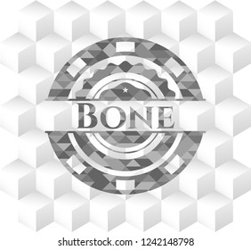 Bone grey emblem. Retro with geometric cube white background