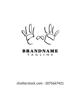 bone hand logo cartoon icon design template black modern cute vector illustration