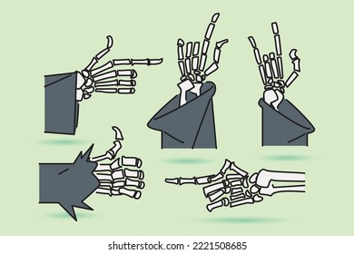 bone hand sign, halloween clip art in flat design
