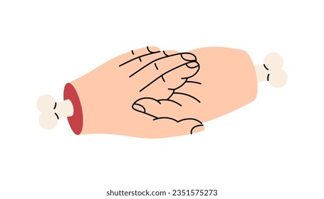 Bone handshake, agreement. October creepy holiday, Halloween party. Vector illustration.