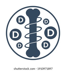 Bone Health And Strenghtening - Vitamin D Properties Flat Icon - Healthy Growth And Remodeling Of Bones