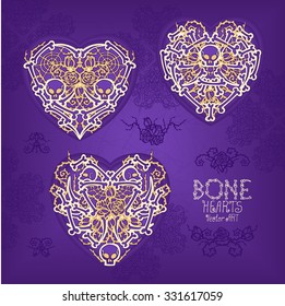 Bone hearts. Vector elements for design.