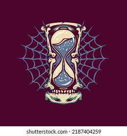 Bone Hourglass Retro Illustration For Merchandise