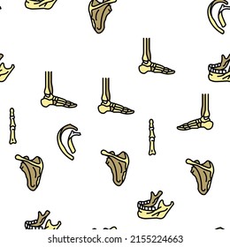 Bone Human Skeleton Structure Vector Seamless Pattern Thin Line Illustration
