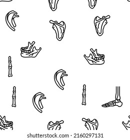 Bone Human Skeleton Structure Vector Seamless Pattern Thin Line Illustration