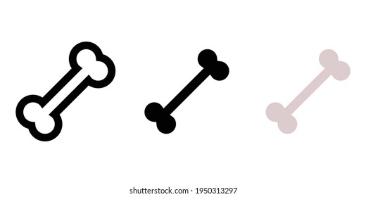 bone icon, animal icon, skeleton icon for pets with various styles