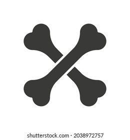 Icono óseo. Silueta negra de huesos cruzados. Ilustración del vector aislada en fondo blanco